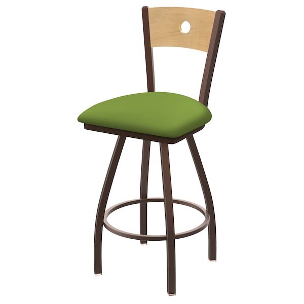 36" Swivel Counter Stool, Black Wrinkle, Nat Back, Canter Kiwi Green Seat